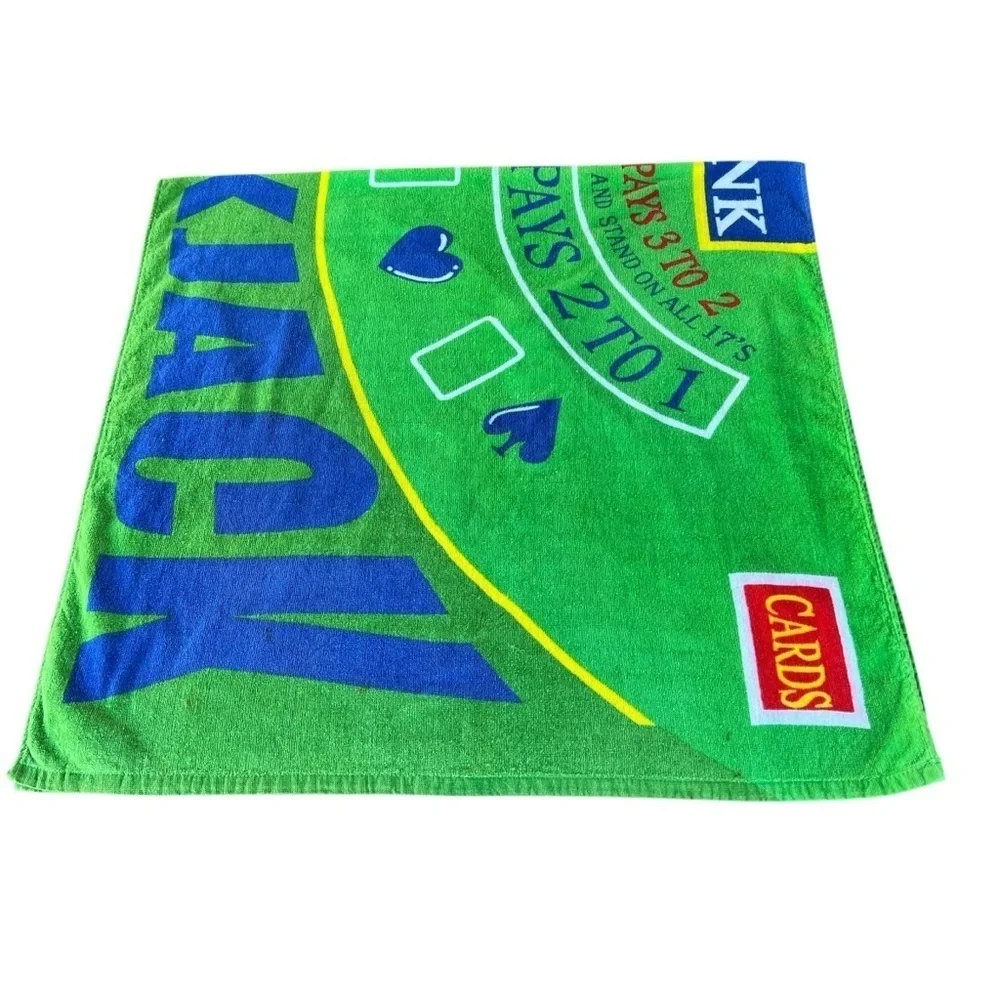 Jay Franco & Sons Blackjack Table Beach Towel Multicolor Cotton 30x59 Y2K HTF